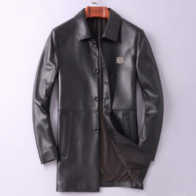 Loewe 2019 Mens Causal Leather Jacket - 로에베 2019 남성 캐쥬얼 가죽 자켓 Loe0092x.Size(m - 3xl).블랙