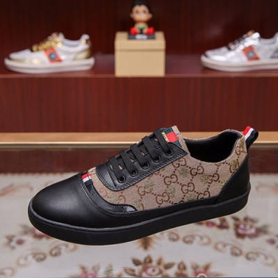 Gucci 2019 Mens Leather & Canvas Sneakers - 구찌 2019 남성용 레더&캔버스 스니커즈 GUCS0535,Size(240 - 270),블랙