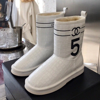 Chanel 2019 Ladies Leather & Wool Boots - 샤넬 2019 여성용 레더&울 부츠 CHAS0421,Size(225-250),화이트