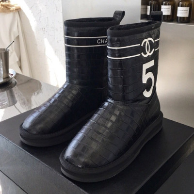 Chanel 2019 Ladies Leather & Wool Boots - 샤넬 2019 여성용 레더&울 부츠 CHAS0422,Size(225-250),블랙