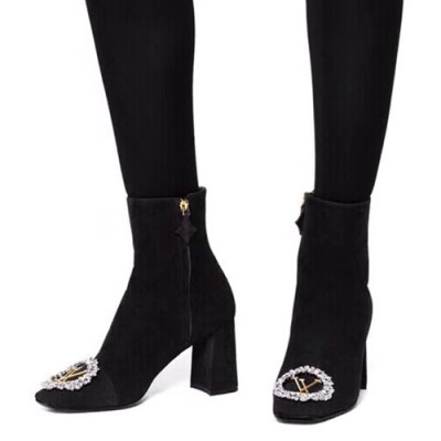 Louis vuitton 2019 Ladies Suede Middle Heel Boots - 루이비통 2019 여성용 스웨이드 미들힐 부츠,LOUS0420,Size(225 - 245).블랙