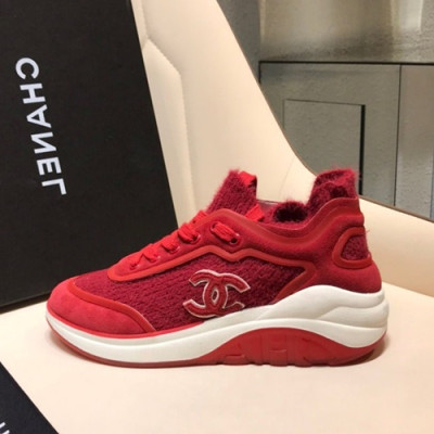 Chanel 2019 Ladies Suede & Knit Sneakers - 샤넬 2019 여성용 스웨이드&니트 스니커즈 CHAS0425.Size(225 - 255).레드