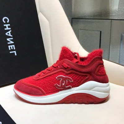 Chanel 2019 Ladies Suede & Knit Sneakers - 샤넬 2019 여성용 스웨이드&니트 스니커즈 CHAS0426.Size(225 - 255).레드