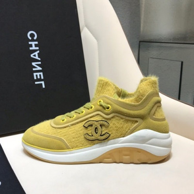 Chanel 2019 Ladies Suede & Knit Sneakers - 샤넬 2019 여성용 스웨이드&니트 스니커즈 CHAS0428.Size(225 - 255).옐로우