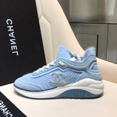 Chanel 2019 Ladies Suede & Knit Sneakers - 샤넬 2019 여성용 스웨이드&니트 스니커즈 CHAS0431.Size(225 - 255).스카이블루