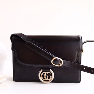 Gucci 2019 GG Ring Leather Shoulder Bag,24CM - 구찌 2019 GG링 레더 숄더백 589474,GUB0826,24cm,블랙