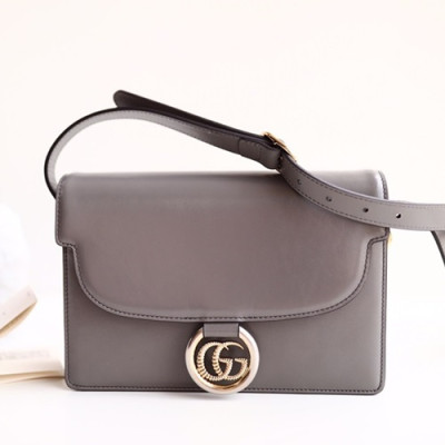 Gucci 2019 GG Ring Leather Shoulder Bag,24CM - 구찌 2019 GG링 레더 숄더백 589474,GUB0827,24cm,그레이