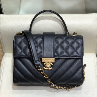 Chanel 2019 Leather Small Chain Tote Shoulder Bag ,22CM - 샤넬 2019 레더 스몰 체인 토트 숄더백  CHAB1266,22CM,블랙