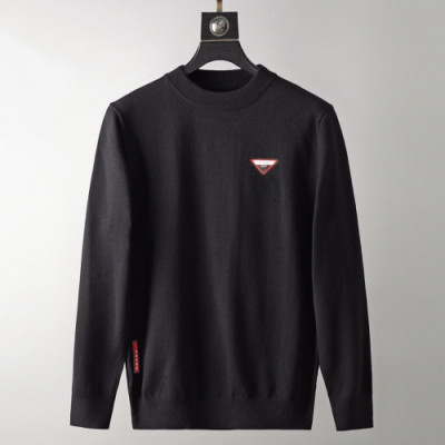 Prada 2019 Mens Crew-neck Wool Sweater - 프라다 2019 남성 양모 크루넥 스웨터 Pra0770x.Size(m - 3xl).블랙