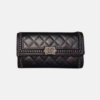 Chanel 2019 Ladies Leather Wallet  - 샤넬 2019 여성용 레더 장지갑 ,CHAW0072,19cm.블랙