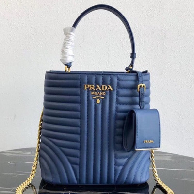 Prada 2019  Double Saffiano Tote Shoulder Bag,23cm - 프라다 2019 여성용 두블레 사피아노 토트 숄더백 ,1BA212-22,23cm,블루