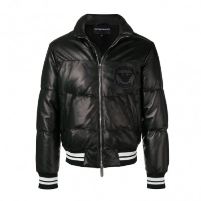 Armani 2019 Mens Logo Down Leather Jacket - 알마니 2019 남성 로고 다운 가죽 자켓 Arm0365x.Size(m - 3xl).블랙