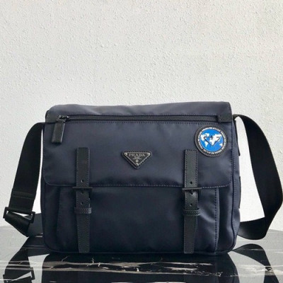 Prada 2019 Nylon & Leather Messenger Shoulder Bag,30CM - 프라다 2019 나일론&레더 남여공용 메신저 숄더백,1BD671-4,30cm,네이비