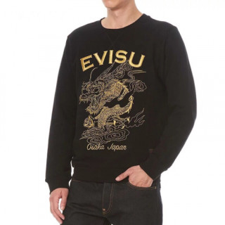 Evisu 2019 Mens Embroidery Evisukuro Casual Man-to-man - 에비수 2019 남성 자수 갈매기 캐쥬얼 긴팔티 Evi0018x.Size(s - 2xl).블랙