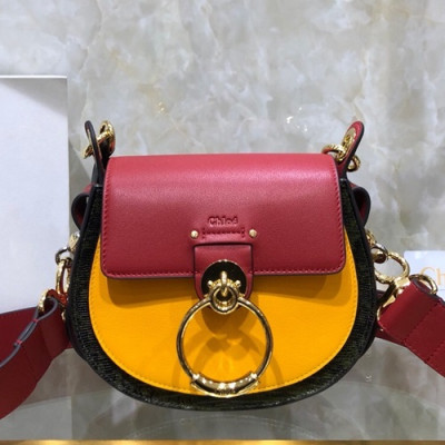 Chole 2019 Tess Leather Shoulder Bag, 20cm -  끌로에 2019 테스 레더 숄더백,CLB0143,20cm,옐로우+레드