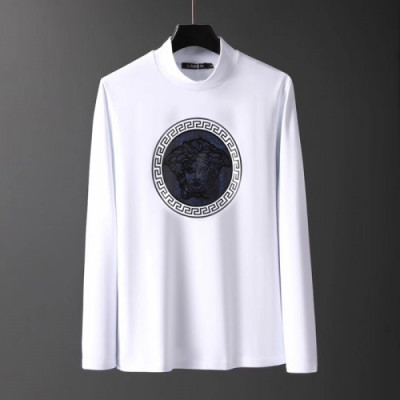 Versace 2019 Mens Medusa Logo Turtle-neck Tshirt - 베르사체 2019 남성 메두사 로고 터틀넥 기모 긴팔티 Ver0343x.Size(m - 3xl).화이트