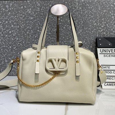 Valentino 2019 Leather Vsling Tote Shoudler Bag,26CM - 발렌티노 2019 레더 브이슬링 토트 숄더백,1968-VTB0854,26CM,화이트