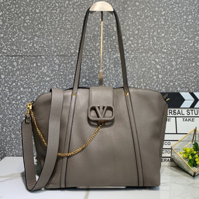 Valentino 2019 Leather Vsling Tote Shoudler Bag,32CM - 발렌티노 2019 레더 브이슬링 토트 숄더백,1969s-VTB0856,32CM,그레이