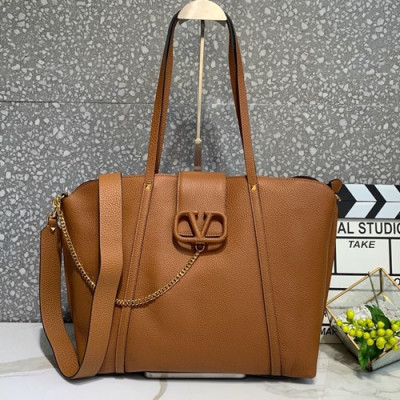 Valentino 2019 Leather Vsling Tote Shoudler Bag,32CM - 발렌티노 2019 레더 브이슬링 토트 숄더백,1969s-VTB0857,32CM,브라운