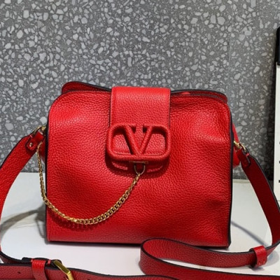 Valentino 2019 Leather Vsling Shoudler Bag,22CM - 발렌티노 2019 레더 브이슬링 숄더백,1971-VTB0864,22CM,레드