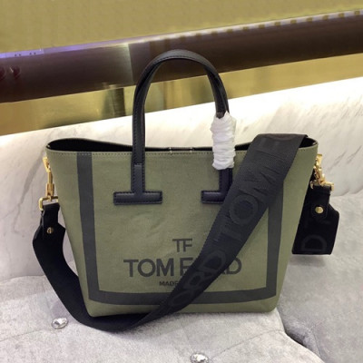 Tom Ford 2019 Denim Tote Shoulder Shopper Bag,24cm - 톰 포드 2019 여성용 데님 토트 숄더 쇼퍼백 TFB0014,24cm,그린