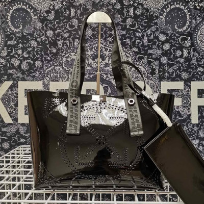 Off White 2019 Leather Tote Shoulder Shopper Bag - 오프화이트 2019 레더 여성용 토트 숄더 쇼퍼백 OFFB0099,블랙