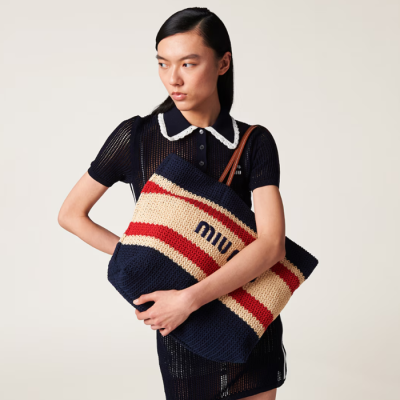 MiuMiu Rapia Cotton Tot Bag - 미우미우 라피아 코튼 토트백, MIUB0381