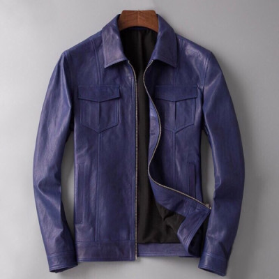 Loewe 2019 Mens Causal Leather Jacket - 로에베 2019 남성 캐쥬얼 가죽 자켓 Loe0101x.Size(l - 4xl).블루