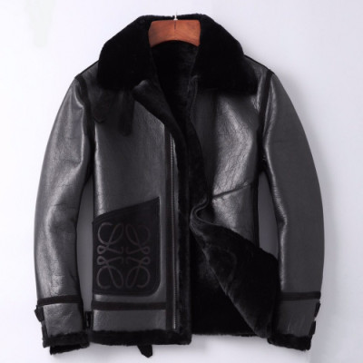 Loewe 2019 Mens Logo Casual Leather Jacket - 로에베 2019 남성 로고 캐쥬얼 가죽 자켓 Loe0104x.Size(m - 3xl).블랙