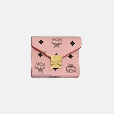MCM 2019 Ladies Canvas Wallet - 엠씨엠 2019 여성용 캔버스 반지갑 MCMB0011, 11.5cm,핑크