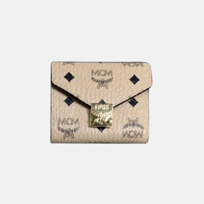 MCM 2019 Ladies Canvas Wallet - 엠씨엠 2019 여성용 캔버스 반지갑 MCMB0013, 11.5cm,베이지