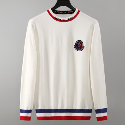 Moncler 2019 Mens Retro Logo Crew-neck Wool Sweater - 몽클레어 2019 남성 레트로 로고 크루넥 울 스웨터  Moc01058x.Size(m - 3xl).화이트