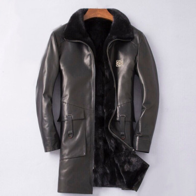 Loewe 2019 Mens Causal Mink Leather Jacket - 로에베 2019 남성 캐쥬얼 밍크 가죽 자켓 Loe0108x.Size(m - 3xl).블랙