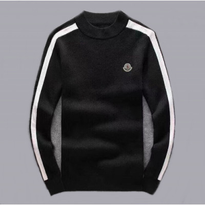 Moncler 2019 Mens Retro Logo Crew-neck Wool Sweater - 몽클레어 2019 남성 레트로 로고 크루넥 울 스웨터  Moc01070x.Size(m - 4xl).블랙