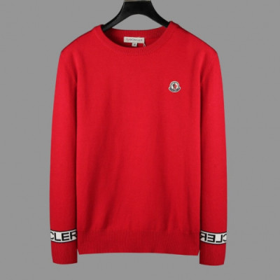 Moncler 2019 Mens Retro Logo Crew-neck Wool Sweater - 몽클레어 2019 남성 레트로 로고 크루넥 울 스웨터  Moc01075x.Size(m - 3xl).레드