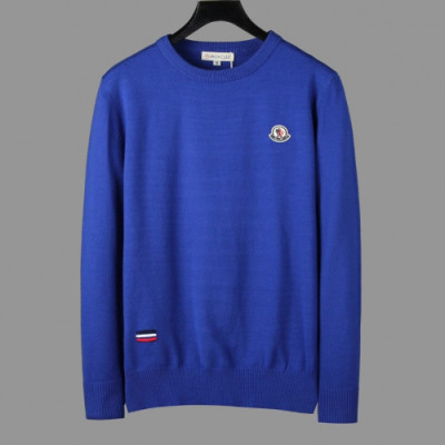 Moncler 2019 Mens Retro Logo Crew-neck Wool Sweater - 몽클레어 2019 남성 레트로 로고 크루넥 울 스웨터  Moc01079x.Size(m - 3xl).블루