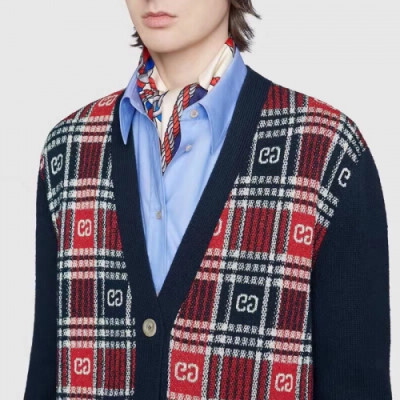 Gucci 2019 Mm/wm Logo Basic Wool Cardigan - 구찌 2019 남자 로고 베이직 울 가디건 Guc01618x.Size(m - 2xl).네이비