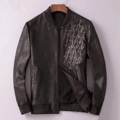 Fendi 2019 Mens Casual Leather Jacket - 펜디 2019 남성 캐쥬얼 레더 자켓 Fen0405x.Size(l - 4xl).블랙
