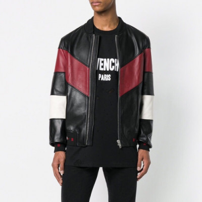 Givenchy 2019 Mens Logo Casual Leather Jacket - 지방시 남성 로고 캐쥬얼 레더 자켓 Giv0244x.Size(m - 3xl).블랙