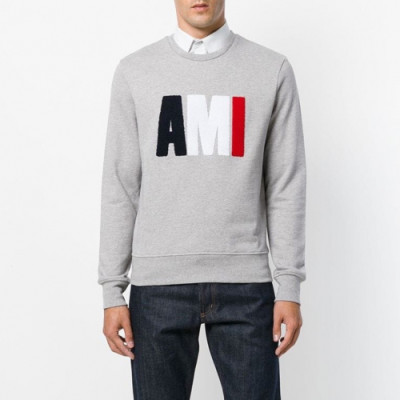 Ami 2019 Mm/Wm Logo Casual Cotton Man-to-man - 아미 2019 남자 로고 캐쥬얼 코튼 기모 맨투맨 Ami008x.Size(s - xl).2컬러(올리브/그레이)