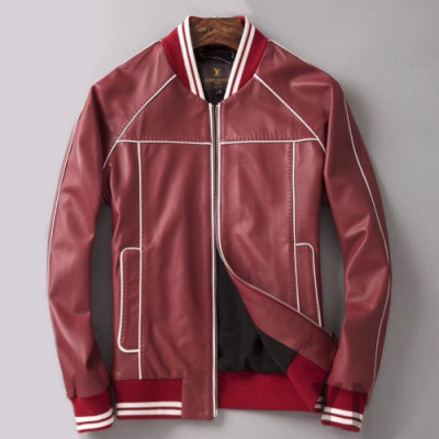 Louis vuitton 2019 Mens Logo Leather Jacket - 루이비통 2019 남성 로고 가죽 자켓 Lou01376x.Size(l - 4xl).레드