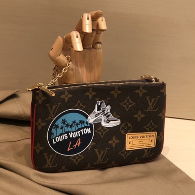 Louis Vuitton 2019 Pochette Double Zip Chain Shoulder Cross Bag,20cm - 루이비통 2019 포쉐트 더블 집 체인 숄더 크로스백 M67561,LOUB1827,20cm,브라운