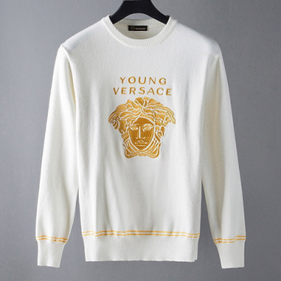 Versace 2019 Mens Medusa Logo Crew-neck Wool Sweater - 베르사체 2019 남성 메두사 로고 크루넥 울 스웨터 Ver0370x.Size(m - 3xl).화이트