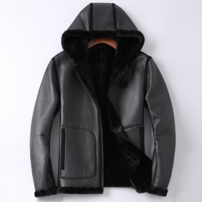 Loewe 2019 Mens Logo Casual Mink Leather Jacket - 로에베 2019 남성 로고 캐쥬얼 밍크 가죽 자켓 Loe0114x.Size(m - 3xl).블랙