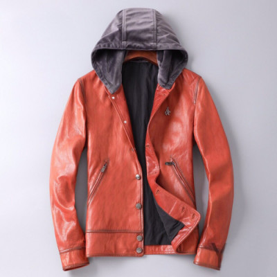 Prada 2019 Mens Logo Casual Leather Jacket - 프라다 2019 남성 로고 캐쥬얼 가죽 자켓 Pra0815x.Size(l - 4xl).오렌지