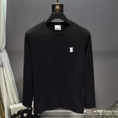 Burberry 2019 Mens Logo Cotton Tshirt - 버버리 2019 남성 로고 코튼 기모 긴팔티 Fen01457x.Size(m - 2xl).블랙