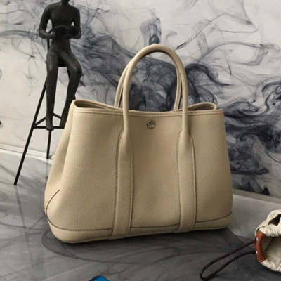 Hermes 2019 Garden Party Leather Tote Bag ,30cm - 에르메스 2019 가든파티 레더 여성용 토트백 HERB0782,30cm,아이보리