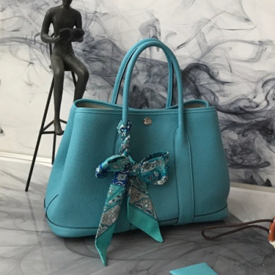 Hermes 2019 Garden Party Leather Tote Bag ,30cm - 에르메스 2019 가든파티 레더 여성용 토트백 HERB0786,30cm,스카이블루
