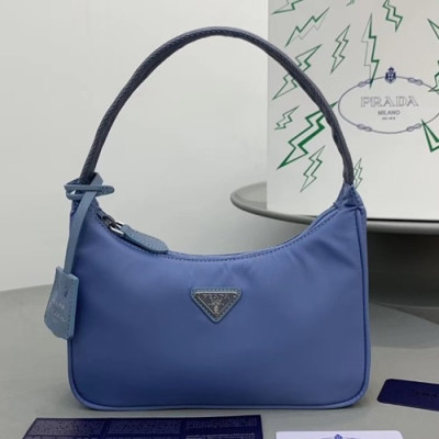 Prada 2019 Nylon Hobo Tote Shoulder Bag,22CM - 프라다 2019 나일론 호보 토트 숄더백,PRAB0098,22cm,블루