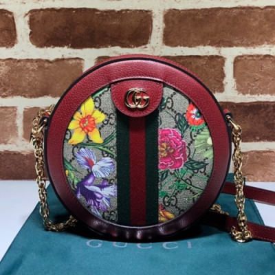Gucci 2019 GG Ophidia Mini Round Women Shoulder Bag,18CM - 구찌 2019 GG 오피디아 미니 라운드 여성용 숄더백 550618,GUB0871,18CM,레드